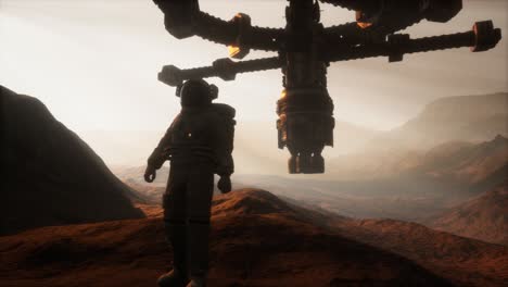 Astronauta-Caminando-En-Un-Planeta-Marte